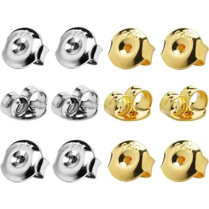14K Gold Plated Earring Backs Replacements, 925 Sterling Silver Hypoallergenic Secure Locking Earring Backs for Stud Earrings