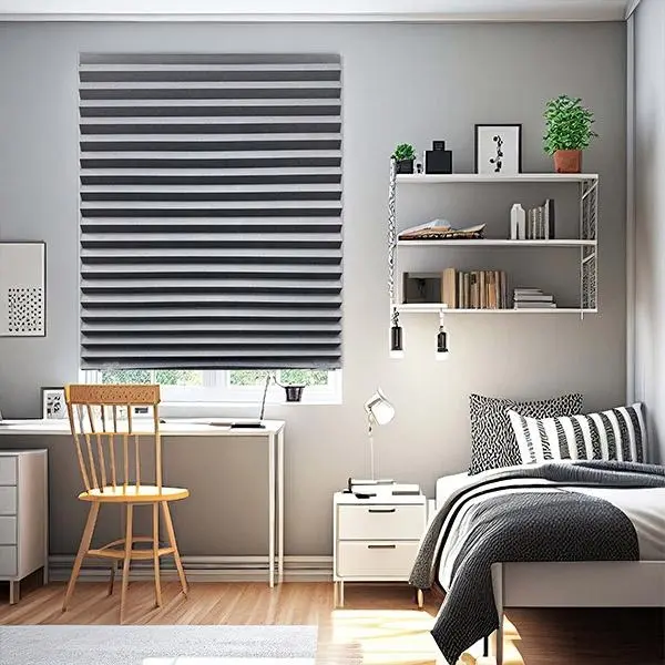 4-Pack Sustainable No-Tool Cordless Blackout Pleated Fabric Shades, 36x72, Gray