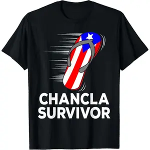 100% Cotton Chancla Survivor Puerto Rico Funny Spanish Joke Gift Idea T-Shirt