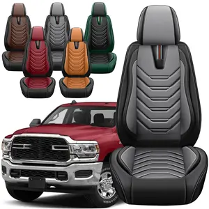 2026 Nappa Leather Car Seat Covers Compatible with Dodge Ram 2002-2026 1500 2500 3500 Pickup Limited Laramie Big Horn,Seat Protectors Fit for Dodge Ram Crew Cab& Quad Cab