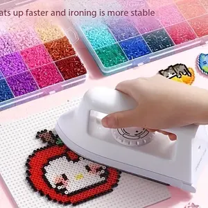24 Colors Approx. 13000pcs, 2.6mm Mini Bead Charms - Safety Pin Bead Set, 3D Pixel Mosaic Iron-On, DIY Craft Decoration Making Kit, High-Quality Fusible Glass Beads - Includes Tool Kit: Pen, Spatula, Spoon, Bead Board, etc., Suitable for Creative Art