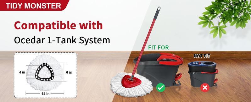 Mop Head Refill, Mop Head & Scrub Brush Replacement for EasyWring 1 Tank System, Spin Mop Accessories, Cleaning Supplies