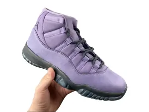 12 Purple Suede High-Top Sneakers - Retro Basketball Style Shoes with Patent Leather Midsole for Streetwear & Casual Wear
