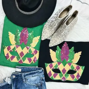 Mardi Gras Mask Sequin Patch