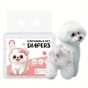 12pcs/Pack Leak-Proof, Comfortable & Secure Fit, Easy to Put On Disposable Diapers for Dogs, Physiological Design for Pet Care, Clean Homes