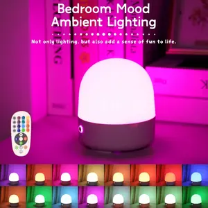 Rgb16 Bedside Lamp with Remote & Touch Adjustable Brightness, USB Powered Night Light, Ambient Decor Lighting for Office, Bedroom, Bar, Restaurant Decoration