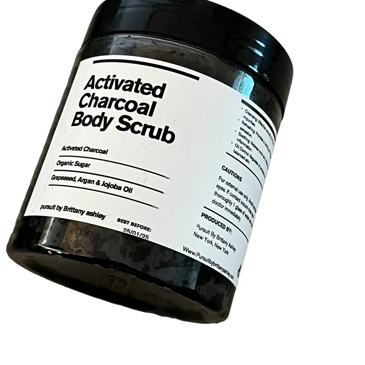 Activated Charcoal Sugar Scrub Cleanser - Hydrating Exfoliant with Fresh Mint Aromatherapy for Daily Body Care
