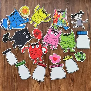 My Emotion Little Monster Felt Board, Interactive Storytelling Teaching Tool Kit, Crafts, Plush Material for Early Education Activities