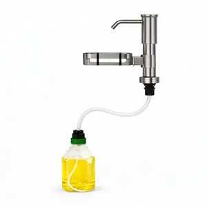 Kitchen sink soap dispenser with storage rack, made of aluminum alloy, equipped with a 39-inch flexible hose and a built-in quick-install pump, suitable for hand soap and dish soap