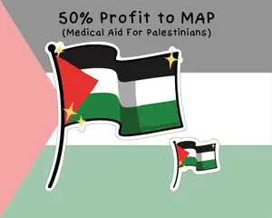 PAGE'S PEACHES Free Palestine Sticker - 50% Profits to MAP - Waterproof Vinyl - UV Resistant - Matte Finish - LGBTQ+ Artwork - 2.00 x 2.15"