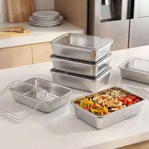 6pcs Stainless Steel Food Storage Containers with Lids – Reusable Meal Prep & Lunch Boxes | Stackable, Leakproof, Oven & Baking Safe | Non-Toxic, Heavy Duty, Dishwasher-Safe Kitchen & Refrigerator Organizer Bento Set