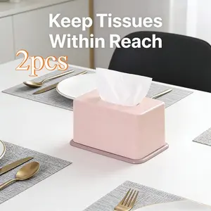 2pcs Automatic Lift Paper Towel Holder, Luxury Press Type, Invisible Desktop Storage, Dustproof, Modern Kitchen Bathroom Organizer, Tabletop Organizer