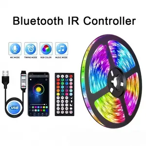 44-Key Bluetooth-compatible 5050 LED Strip Light, USB 5v Low Voltage Safe Power Supply, APP & Remote Control, Color Changing, Music Rhythm Mode