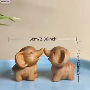 Handcrafted Two-Piece Carved Wooden Elephant Statue Set | Boho Home & Garden Decor Trending Outdoor Sculpture | Rustic Vintage Lucky Elephant Figurines | Zen Spiritual Accent for Patio, Living Room, Holiday & Gift Decor