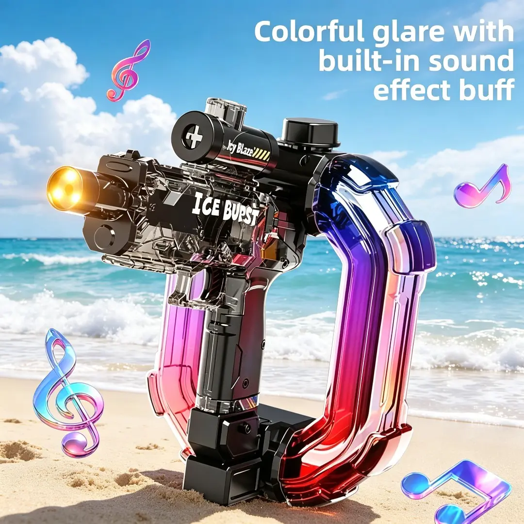 Ultra Powerful Electric Water Gun for Kids Outdoor Play with Aurora Ice Blast Rainbow LED Lights Sound Effects Long Lasting Battery Large Capacity Rapid Fire Pulse Water Blaster Toy Gift Set Squirt Guns Automatic Squirt Watergun