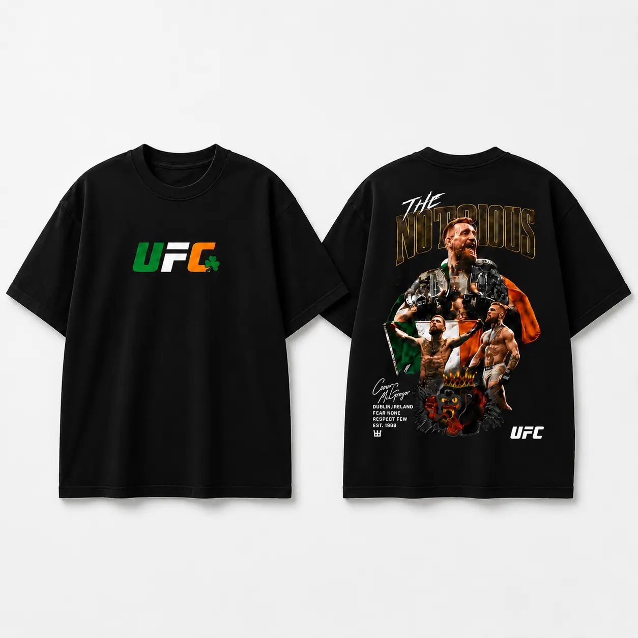Men's UFC 329 Black Conor McGregor T-Shirt, The Notorious UFC Graphic Tee, UFC MMA Shirt, Gift for Fighters, Sports Apparel,Regular,Grunge