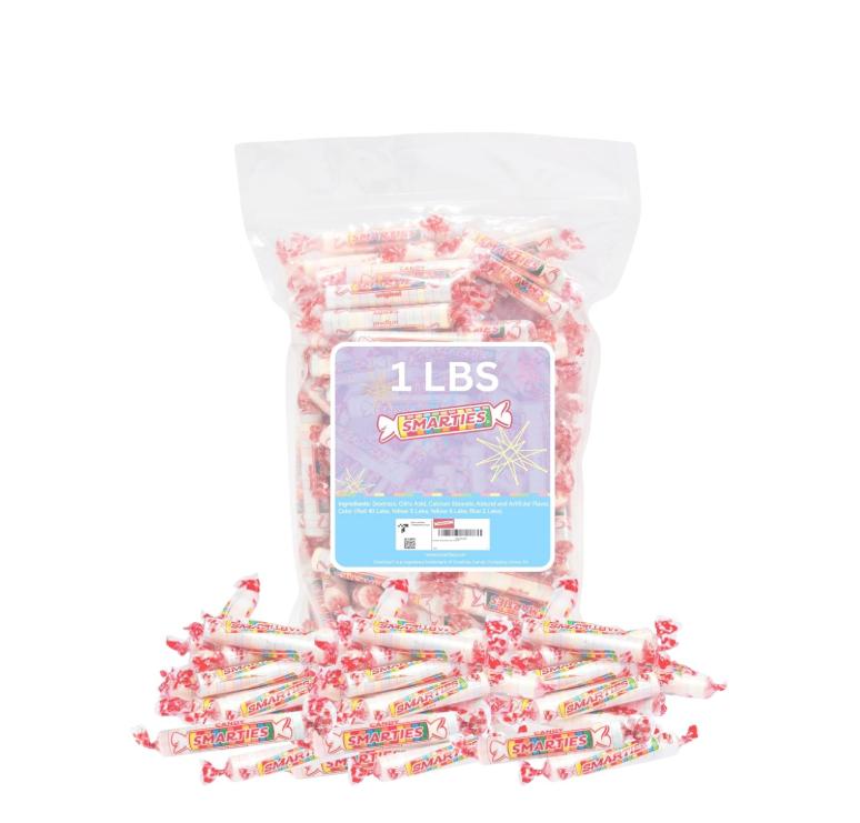 Smarties Candy Bulk Rolls Original Flavor - Gluten & Vegan Free - Classic Sweetness From Family Owned Company Since 1949, Peanut Free & Dairy Free - Perfect Halloween Candy - 1 Pound Bag
