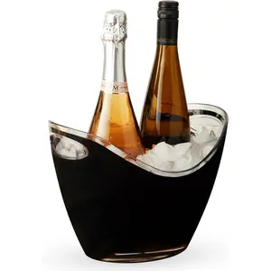 Wine & Champagne Bucket | Black Ice Beverage Tub - Indoor & Outdoor Great for Parties - 2 Bottles Capacity Champagne & Wine Chiller - 10.5" x 8.25" x 7.75"