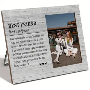 Vintage Wooden Best Friend Picture Frame - Definition of a Best Friend, Ideal for Living Room, Bedroom, Prayer Room - Perfect Gift for Women Friends, Christmas, Halloween, Thanksgiving, Universal Holidays - No Electricity Wedding Home