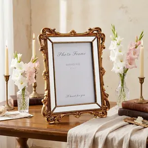 Rococo Baroque Relief Frame, Elegant Scroll Pattern, Luxury Metal Finish, Vintage Style, Dual Use Wall Hanging & Desktop Decor, Home Decoration