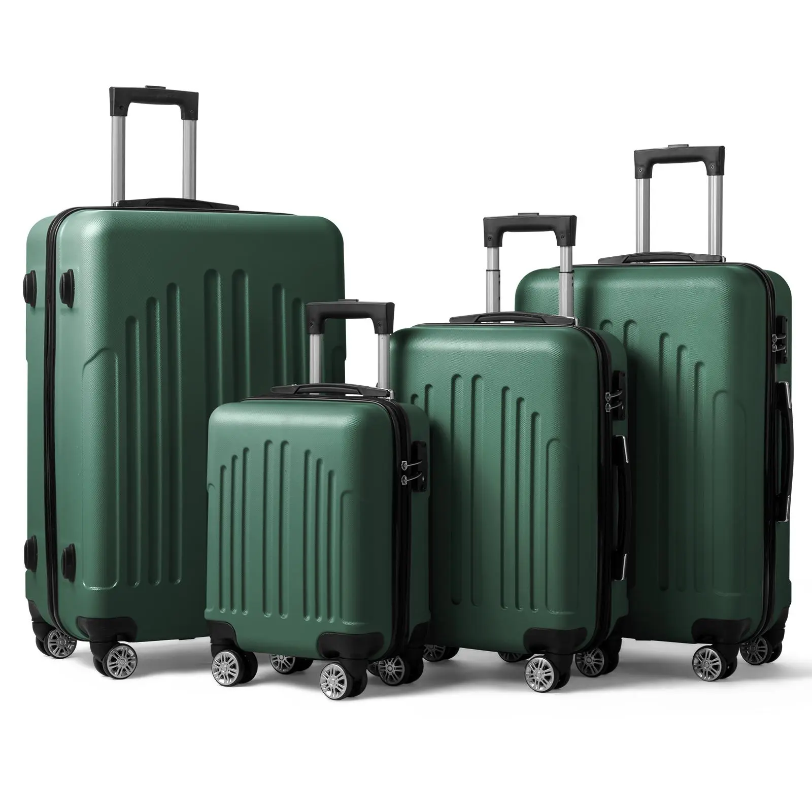 4 Piece Hardshell Luggage Set, Retro Vertical Stripe Spinner Suitcases with TSA Lock, Includes 20-Inch Carry On for Travel (16/20/24/28"), Hardshell Carry On, Carry On Luggage