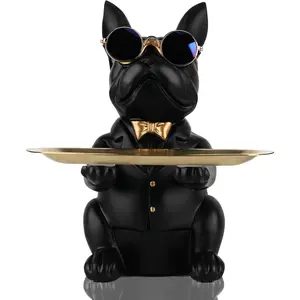 Modern Decor  Bulldog Tray Statue Piggy  Tray Storage Entrance Key Holder Candy  Earrings Tray Suitable for Home Decor Modern Art Dining Table Decor Office Small Object Tray