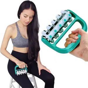 Portable Handheld Roller Massager, 1 Count Multifunctional Handheld Five-row Manual Muscle Leg Back Massager, Muscle Relaxation Tool for Home & Travel