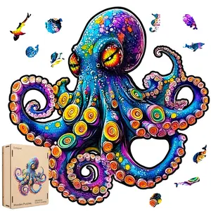 Octopus 200PCS-500PCS Wooden Jigsaw Puzzle for Adults Kids Unique Shape Sea Turtle Design Colorful Beautiful Box Fun Challenge Brain Health Family Game Creative Gift for Friends No Warranty