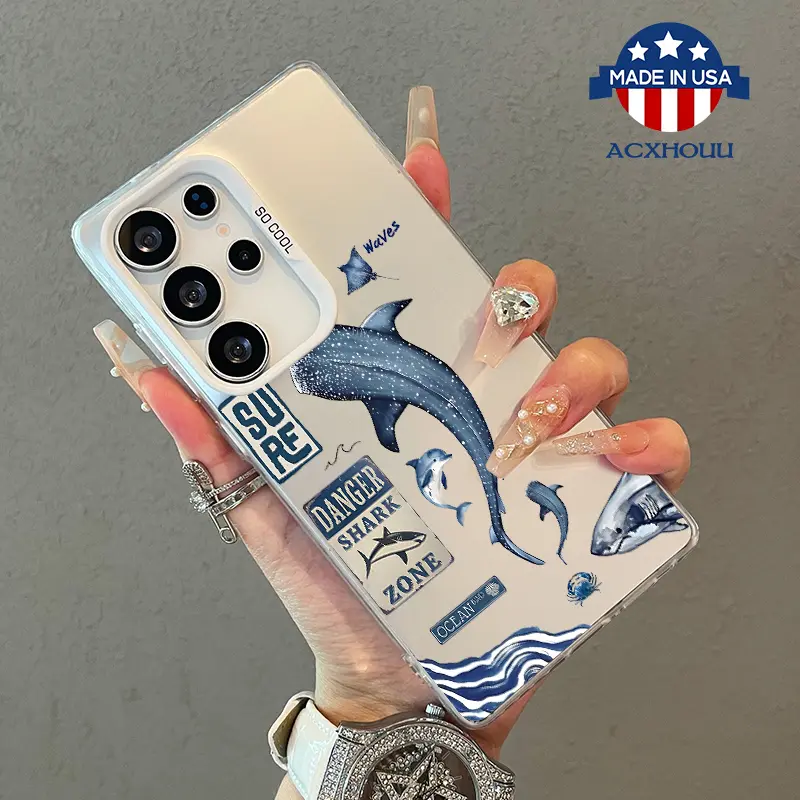 Compatible for Samsung S22/23/24/25 PLUS ULTRA Case Screen Protector Marine whale shark Shockproof Military Grade Protection