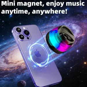 Mini Magnetic Bluetooth Speaker with RGB Lights – Portable Wireless Stereo Speaker, Rechargeable Battery, Small Outdoor LED Speaker, Perfect Gift for Family & Friends