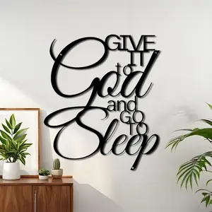 Christian Iron Wall Decor, Modern Metal Hanging Sign, Unique Housewarming Gift, Bedroom and Living Room Home Decoration, Hanging Design