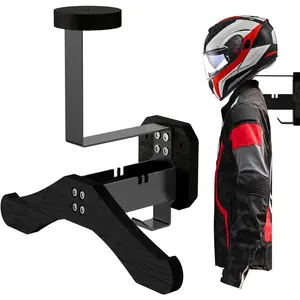 Helmet Holder- Motorcycle Helmet Rack Wall Mount , Solid Wood & Heavy Duty Steel Helmet Wall Mount for Motorcycle/Football/Cycling Skiing/Tactical Gear Wall Hanger