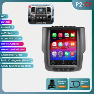 P2-CP 9.7" Carplay Android Auto for Dodge RAM 1500 2500 3500 2013-2018 Manual A/c Only with WiFi 2G+32G Android 13 4Core*A53 1.5Ghz Stereo Autoradio