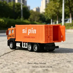 Friction Powered Alloy Construction Truck Set Including Container Truck With Openable Rear Door And Stake Bed Truck With Foldable Ramp Realistic Transport Vehicle Models For Kids Interactive Play