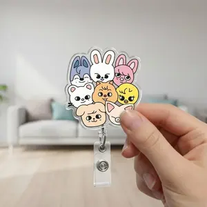 Kpop Inspired Badge Reel, Trendy Belt Clip Retractable Badge Holder, Cute Idol Style ID Holder For Fans, Durable Bodge Reel Accessory, Perfect Gift For Kpop Lovers