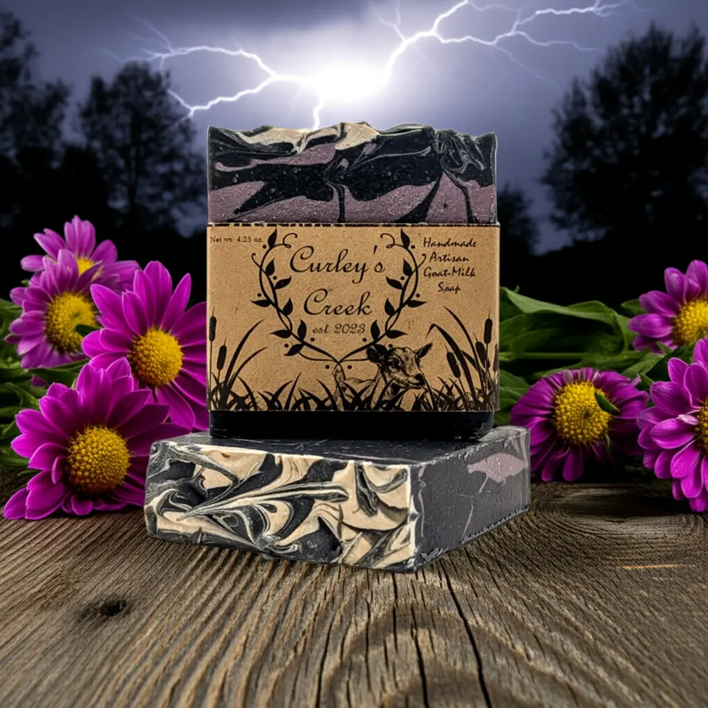 Goat Milk Soap | Stormy Nights | Handmade Natural Skincare | Dark Floral & Patchouli | Curley’s Creek®
