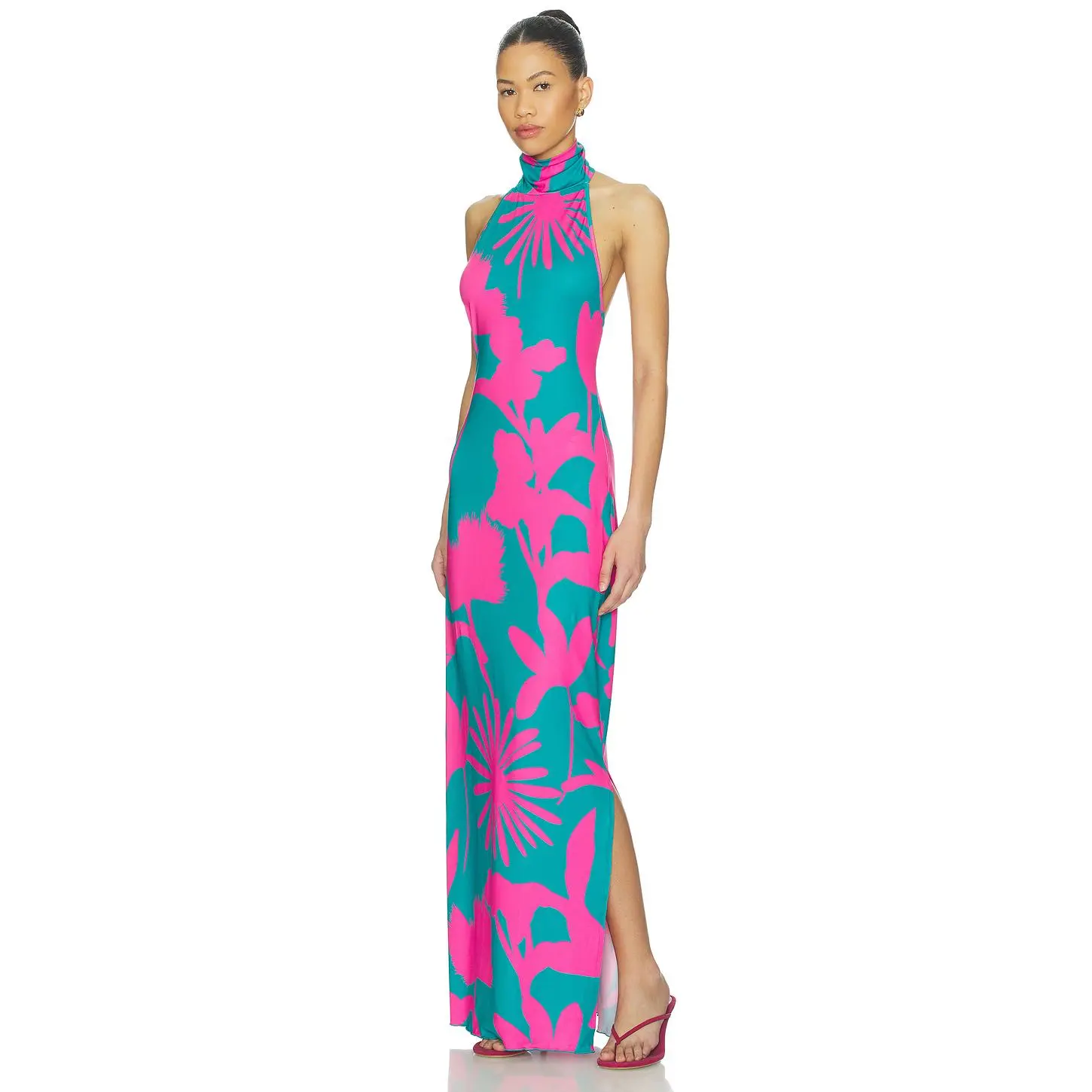 eywasouls malibu Montana Midi Dress in Fuchsia Flora