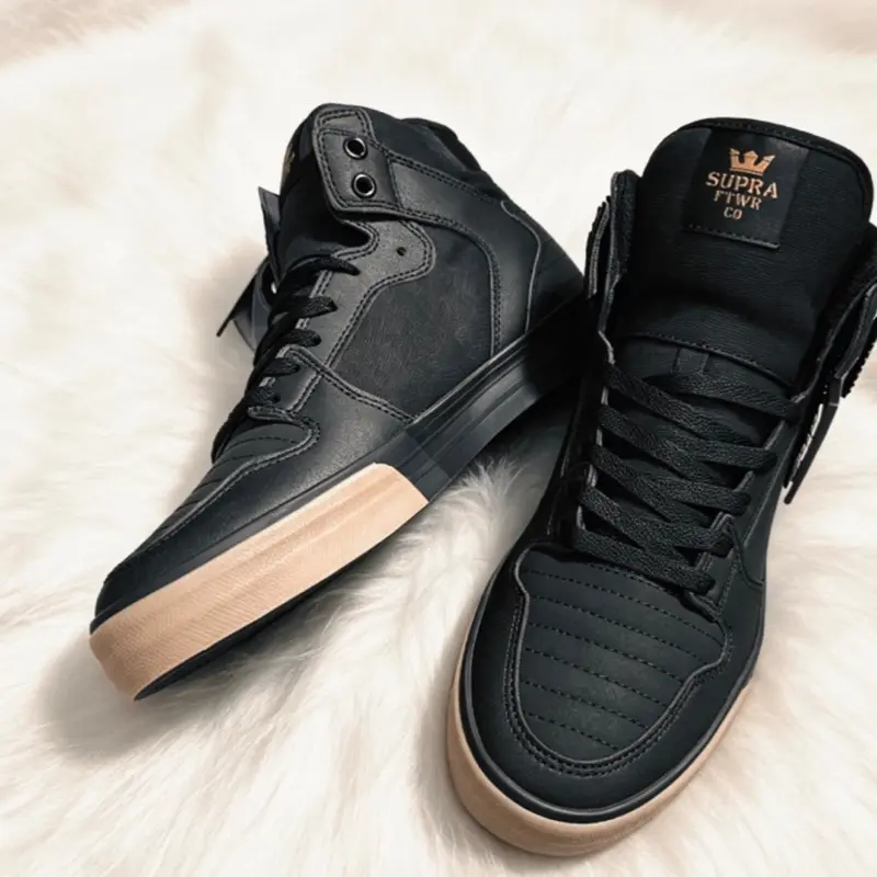 Supra Vaider X Shoe Palace Black Leather High Top Skate Shoes Men's Sneakers