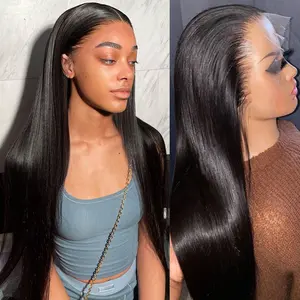 13x6 360 Lace Front Wigs Human Hair 180 Density Straight HD Lace Front Wigs Human Hair Pre Plucked 13x4 Lace Frontal Straight Human Hair Wigs for Women Glueless Wigs Human Hair Natural Color