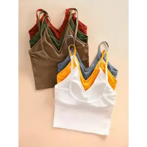 6-Pack Stretchy Sleeveless Crop Tops - Ribbed Tank Tops for Women, Assorted Colors, Casual Style, Comfort Fit, Multicolor Short Fabric Knit WomenswearGift