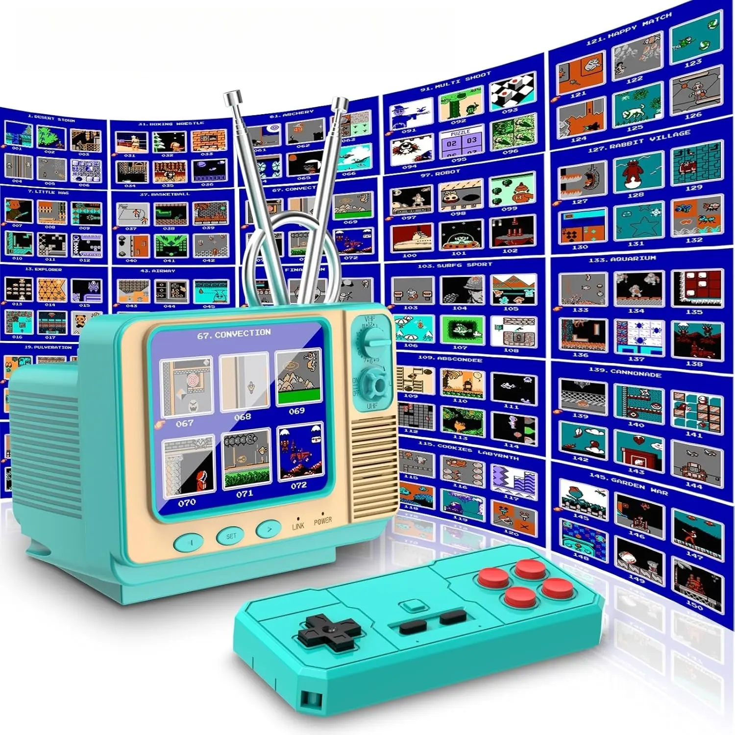 Retro Video Game Console GV300S: 308 Built-in Classic Games, Classic Retro 3-Color Gamepad, Mini Handheld TV-Style Game Player – Ideal for Kids & Adult Nostalgia Enthusiasts