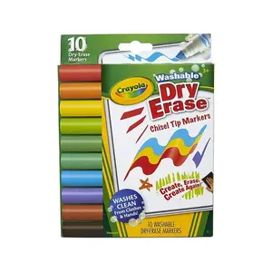 Crayola  Chisel Tip Dry Erase Washable Markers, Assorted Colors - Pack of 10