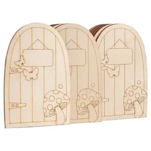 12 Piece Wooden Miniature Fairy Door DIY Kit, 3D Wood Structure, Mini Windows, Rustic Garden Craft Set, Wall Home Party Decorations