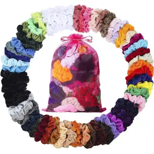 Hair Scrunchies - 60 Pack for Women, Girls, and Kids - Bulk Scrunchie Hair Ties