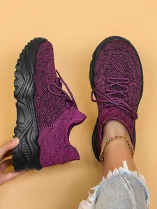 Summer Fashionable Lace Up Low Top Sneakers, Lightweight Breathable Comfortable Sports Running Shoes for Gym Exercise & Daily Wear