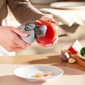 3-in-1 Multi-functional Peeler with Button to Easily Switch Blades, Non-slip Handle, Kitchen Fruit Apple Potato Vegetable Peeler, Slicer, Stainless Steel tool Modern Food