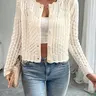 Women's Cardigan, Casual Basic Long Sleeve Cardigan for Spring & Fall, Summer, Women's Knit Clothing for Daily Wear, Tops, Style, Knitwear, Fabric
