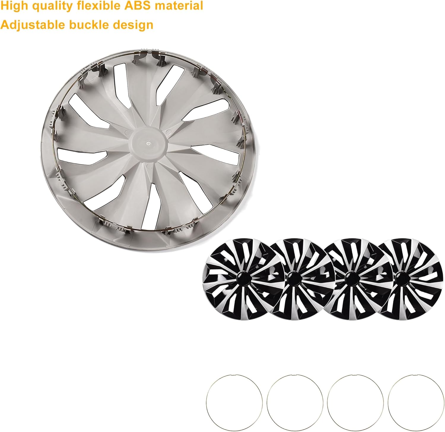 16"  Hubcap Wheel Cover Replacement Kit 4 Pack Hub Caps Wheel Rim Cover