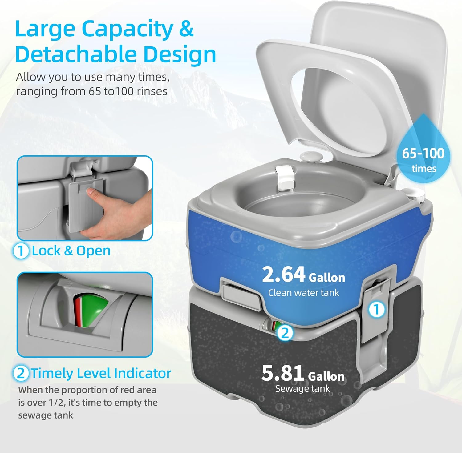 YITAMOTOR Portable Toilet Camping Porta Potty 5.8 Gallon with Hand Sprayer and Carry Bag Leak-Proof Indoor Outdoor Toilet with Level Indicator Handle Pump Rotating Spout for RV Boat and Trips YITAMOTOR Portable Toilet Camping Porta Potty 5.8 Gallon with Hand Sprayer and Carry Bag Leak-Proof Indoor Outdoor Toilet with Level Indicator Handle Pump Rotating Spout for RV Boat and Trips