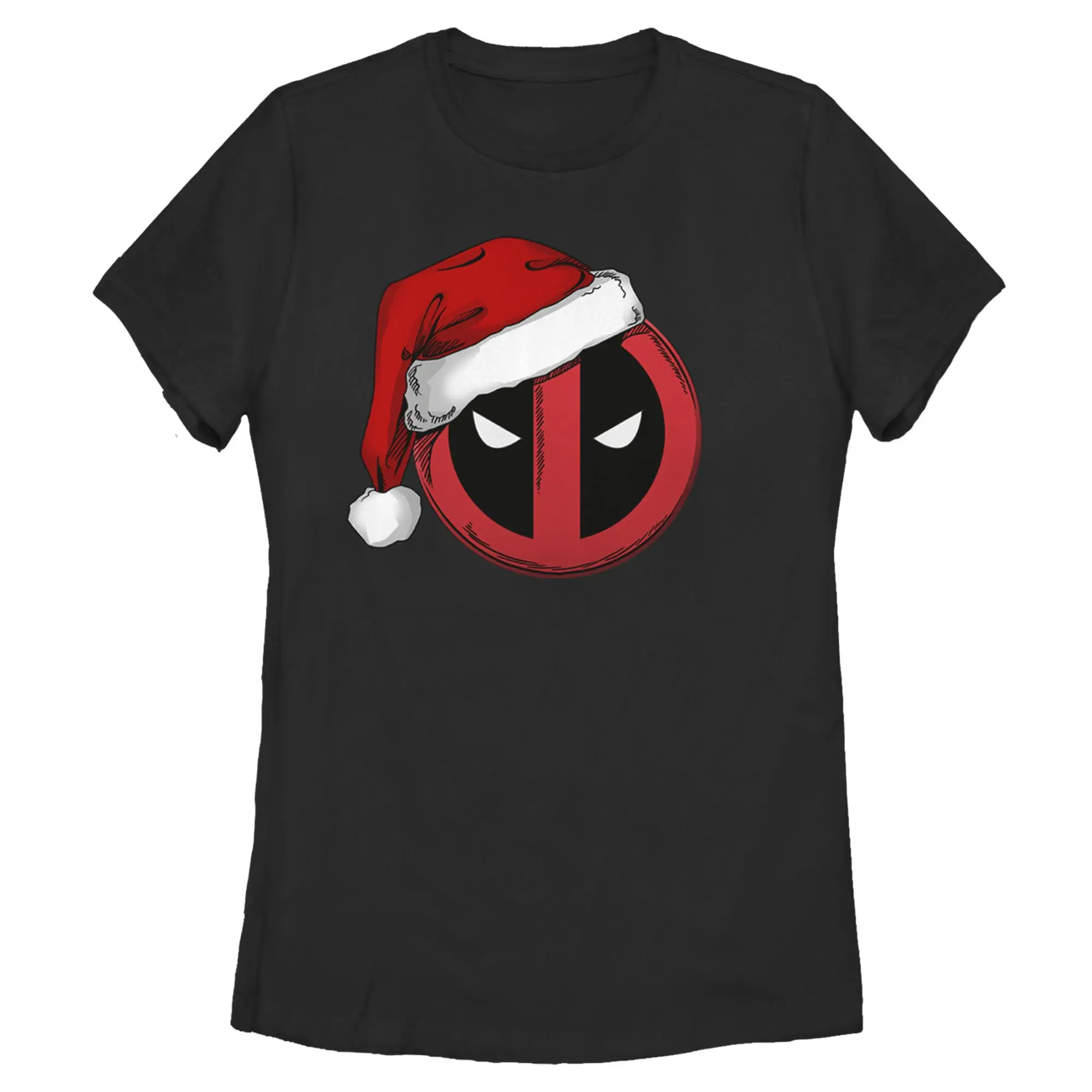 Womens Marvel Merch With A Santa Hat Icon T Shirt